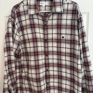 GAP Men's Casual Plaid Shirt - Red, Blue, and White